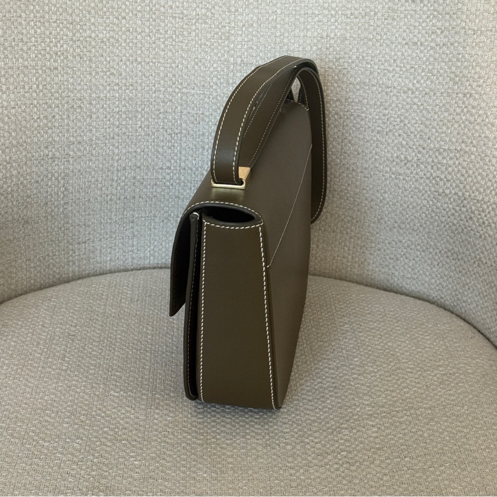 DeMellier Dark Olive Crossbody / Shoulder Smooth Leather Bag with Gold Hardware - Picture 4 of 11